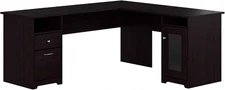Bush Furniture Cabot 72W L Shaped Computer Desk with Storage in Espresso Oak