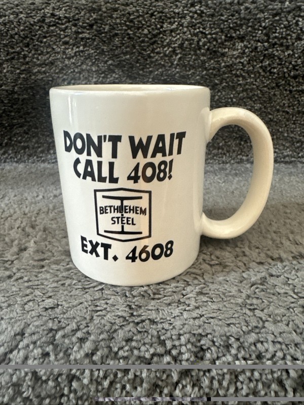 Vintage Bethlehem Steel Porcelain Advertising Drinking Mug