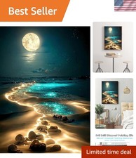 Elegant 5D Diamond Art Kit for Adults - Moonlit Beach, Full Drill Enjoyment