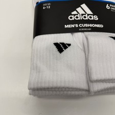 New adidas AEROREADY Men  s Crew Socks Size 6  12 6 Pairs White/Black/Grey
