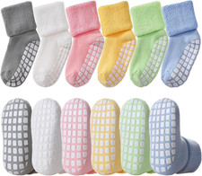 6 Pairs Toddler Non Slip Socks Cotton Gripper Baby