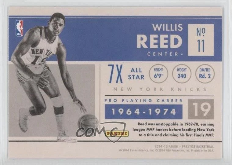 2014-15 Panini Prestige Prestigious Pioneers Plus Willis Reed #11 HOF - Image 2 of 2