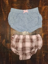 Set of 2 18M Infant Girls Diaper Covers Pink Plaid and Denim