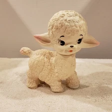 Vintage Sun Rubber Co. Lamb Sheep Toy Doll 1955 Squeaker Works