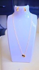 Gold Tone Star and Moon Necklace and Earrings Jewelry Set, No Stone, Unbranded