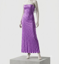 ASTR The Label Purple Strapless Ruched Satin Lined Maxi Dress M ADR102385