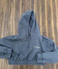 Alphalete Sweatshirt Womens XS Cropped Hoodie Blue Gym Pullover 1/4 Zip