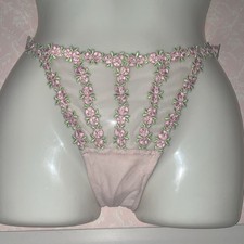 NWT Victoria s Secret Dream Angels String Bikini PANTIES Pink Rose Mesh Hi XL