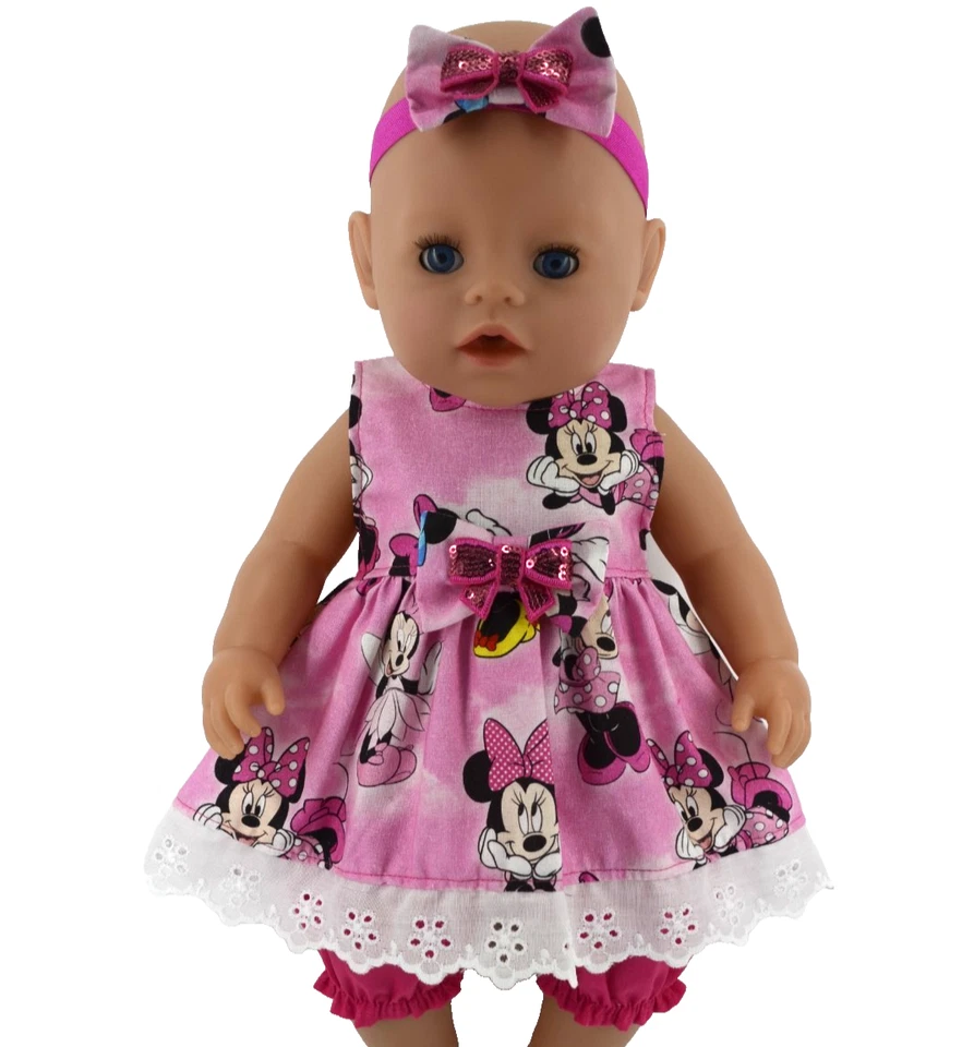 Dolls clothes for 17" Baby Born/18"American Girl/Our Gen DRESS~BLOOMERS~HEADBAND