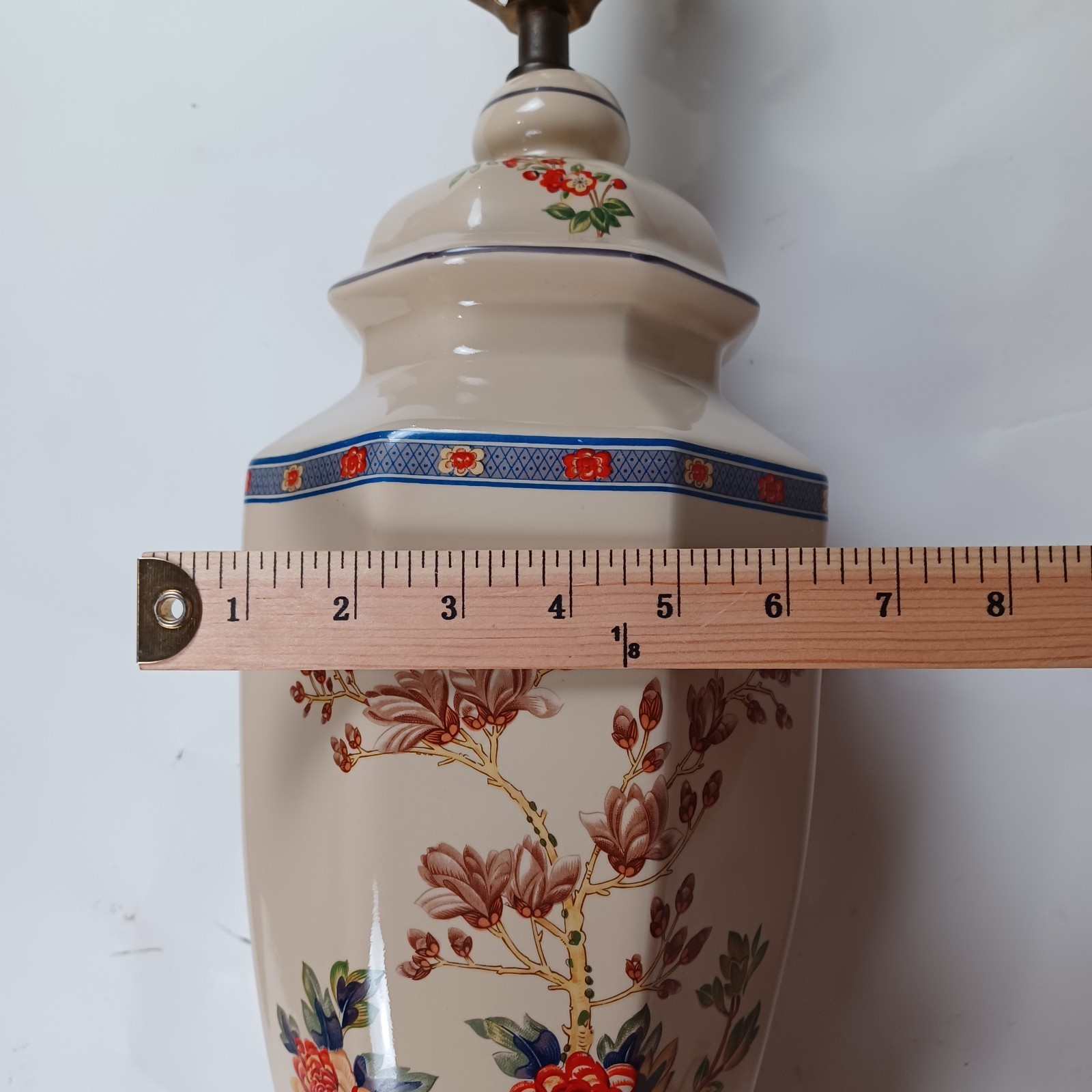 Elegant Vintage Porcelain Ginger Jar Lamp 27" Floral Chinoiserie Table Lamp