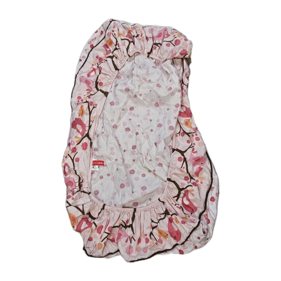 Skip Hop Springtime Birdie Bird Pink Floral Crib Fitted Sheet - Image 4 of 4