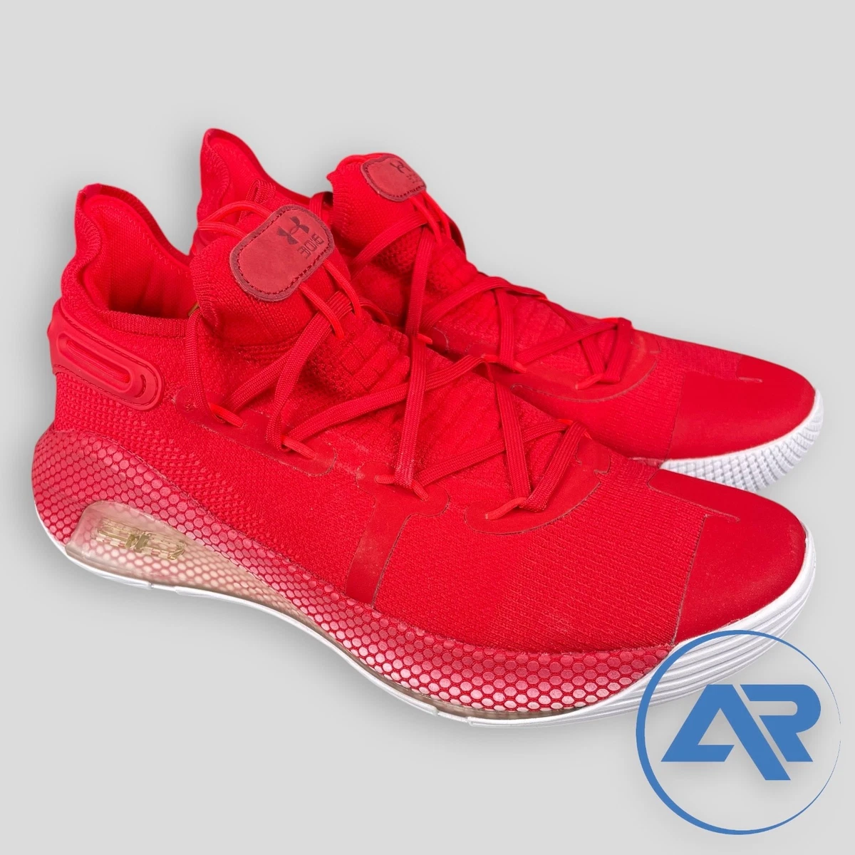 Under Armour Curry 6 Red Basketball Shoes Mens 18 3022893-605 Low Top Sneakers Under Armour Curry 6 Team Red Basketball Shoes Men main image 3