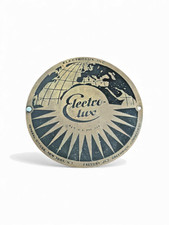 Vintage Electrolux Globe Logo Metal Nameplate Badge 3-3/8" Brass Black Original