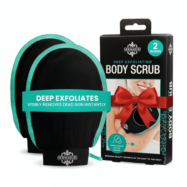 Paquete de 2 guantes exfoliantes profundos Dermasuri - Guante exfoliante corporal coreano para Smooth S