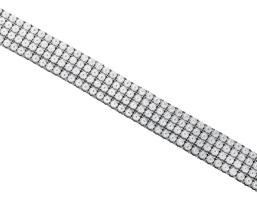 Brazalete de diamantes reales de tenis ilusión de 4 filas de plata de ley .925 de 2 quilates 8,5" Foto 2 de 4