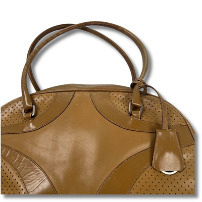 バッグ PRADA archive hand bag 1997AW PRADA Shoulder Handbag Tote Bowling Nylon Leather Brown Vintage