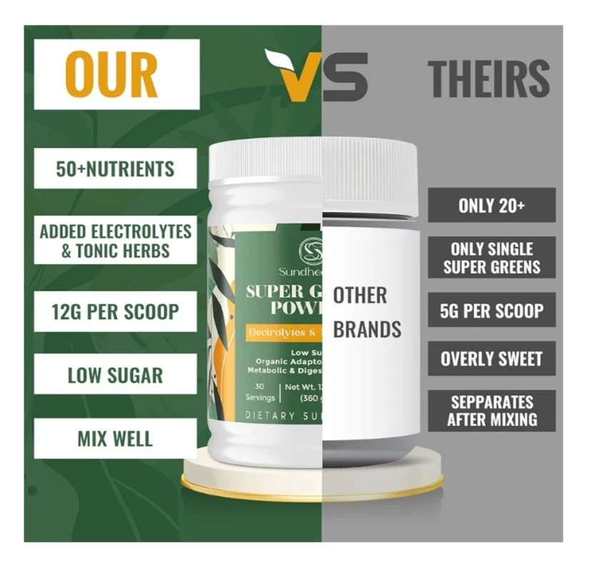 Mezcla de Verdes Orgánicas-Super Verdes Polvo Electrolitos y Hierbas Tónicas Foto 4 de 4