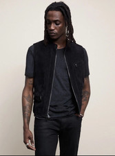  1498 John Varvatos Zip-Front Closure Moto Suede Leather Vest Jacket EU50 US40