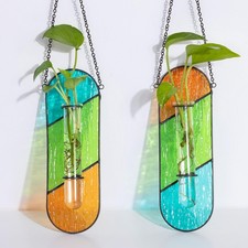 Hewory Stained Glass Plant Propagation Hanging 2 Pcs Propagation Station Plan...