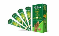 Neha GOLD Mehandi Cone Pure Henna Paste with Essential Oils 25g - 4 Cones