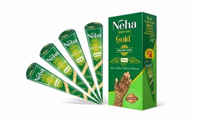 Neha GOLD Mehandi Cone Pure Henna Paste with Essential Oils 25g - 4 Cones