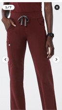 NEW Figs Women  s Kade Cargo Scrub Pants Burgundy Size XL Tall