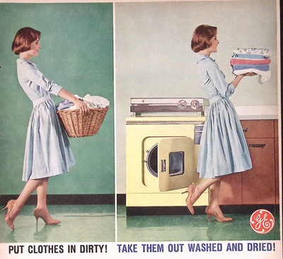 #ad General Electric Washer Dryer MCM Appliances 1960 Print Ad $14.94