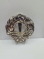 John Hardy Neiman Marcus Butterfly Bamboo Wreath Scarf Dress Clip Brooch Signed