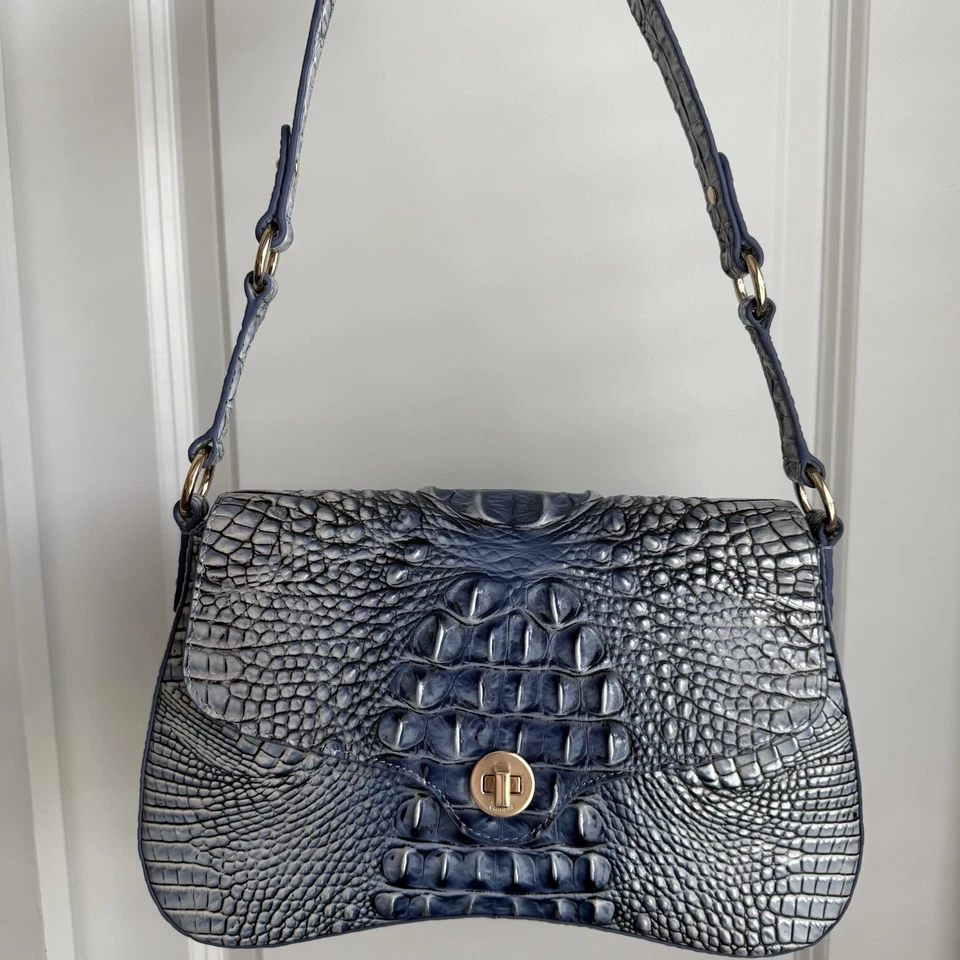 Bolso de Hombro Brahmin Nerida Bellbottom Cuero Melbourne Azul Foto 2 de 4
