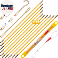 11' Fiberglass Running Electrical Wire Cable Pulling Fish Tape Kit with 5 Differ