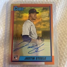 2023 Topps Archives -1990 Fan Favorite Auto Justin Steele #90FF-JS Gold Foil /50