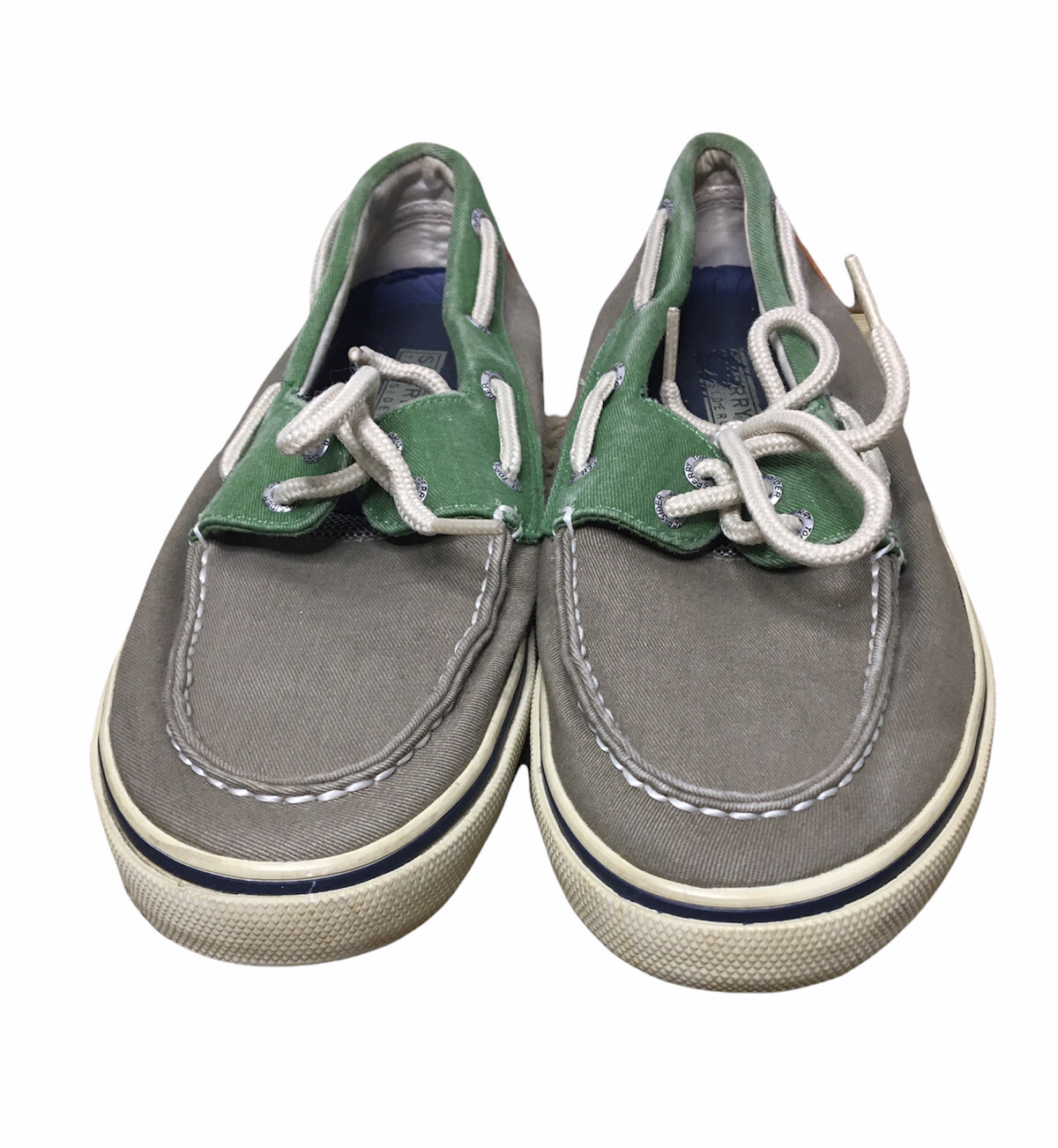 Mens Size 7.5M Green Canvas Boat Shoes 