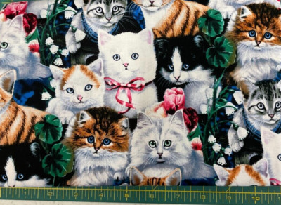 DAVID TEXTILES - KITTENS BY JENNY NEWLAND- BY THE YARD
