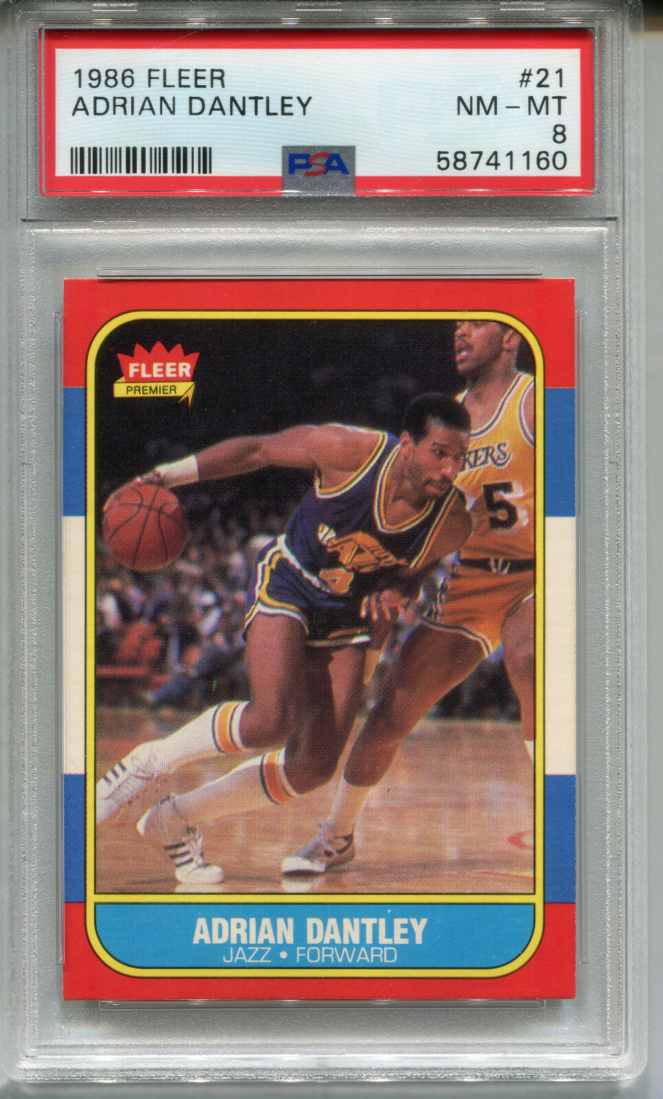 1986 Fleer #21 Adrian Dantley PSA 8 NM-MT Utah Jazz