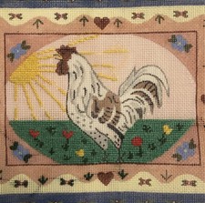 Alexa Needlepoint Canvas Rooster Farm Country Cottage 18CT Partially Started