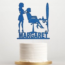 Personalised Hairdressing Cake Topper, Glitter Decoration with Any Name