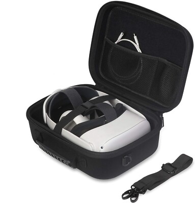 Hard Travel Protection Case + Strap - Fits Oculus Quest 2 VR Gaming Headset