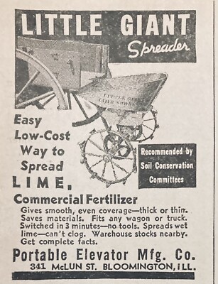 1938 AD(XH18)~PORTABLE ELEVATOR MFG. CO. BLOOMINGTON, ILL. LITTLE GIANT SPREADER