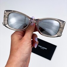 Saint Laurent Women Sunglasses Beige Grey Silver Square SL593 003 BRAND NEW