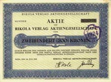 RIKOLA Verlag AG 1923 Wien Richard Kola &Ouml;sterreich Musarion Verlag M&uuml;nchen 200 K