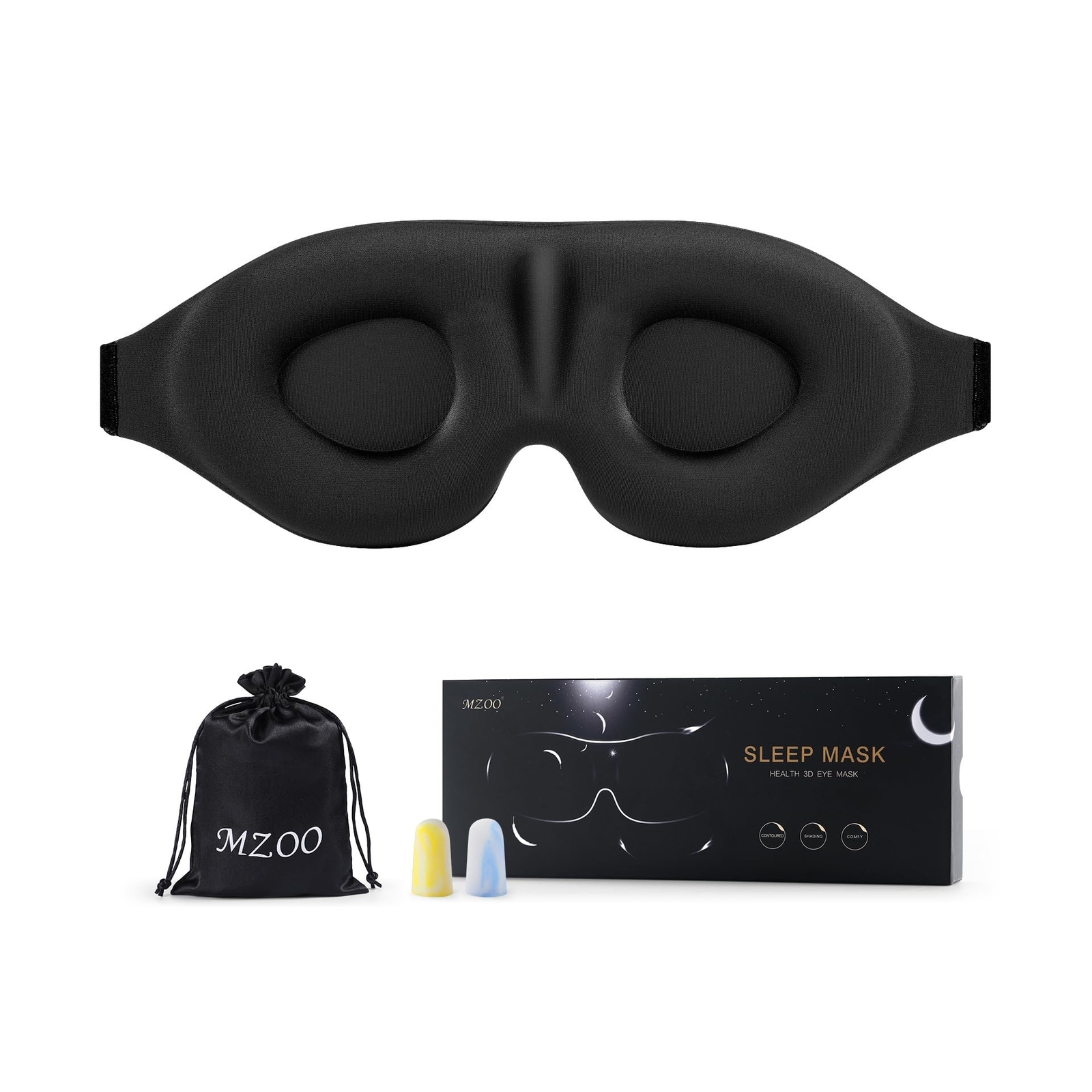 MZOO Sleep Eye Mask for Men Women, Zero Eye Pressure 3D Sleeping Mask