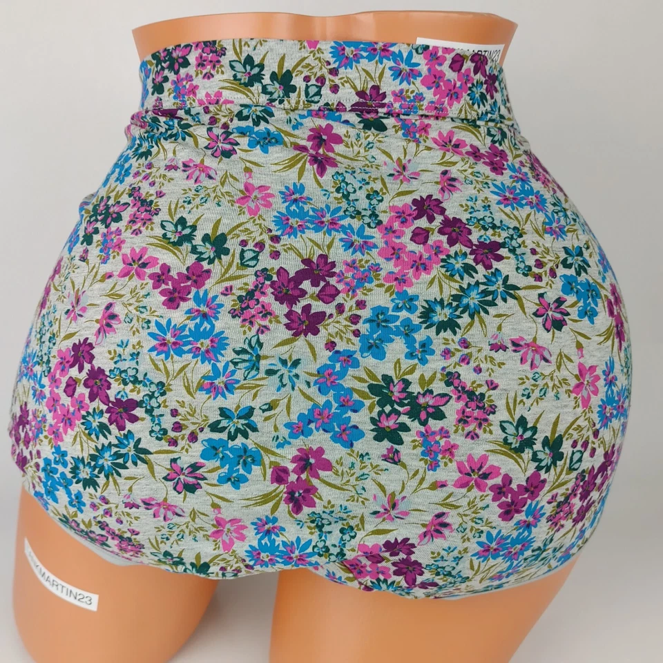 LANE BRYANT CACIQUE PLUS CALZONCILLO COMPLETO ALGODÓN 22/24 PANTY GRIS AZUL ROSA FLORES Foto 4 de 4