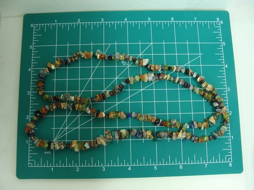 Vintage Halbedelstein Moos Achat Lapis Malachit Karneel Onyx Chip Halskette - Bild 7 von 10