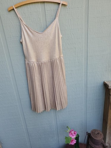 Hollister Babydoll Dress Small Y2k Strappy Mini New Gold Taupe Shimmer Sexy - Picture 5 of 7
