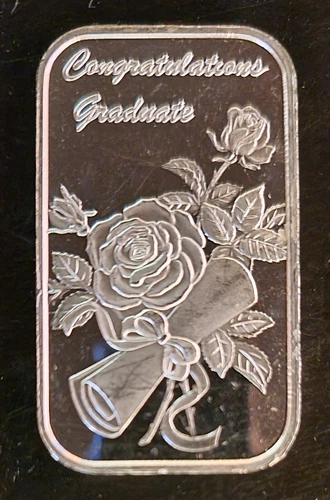 1997 Congratulations Graduate School Rare Bullion-999 Silver 1 Oz Ounce Art Bar