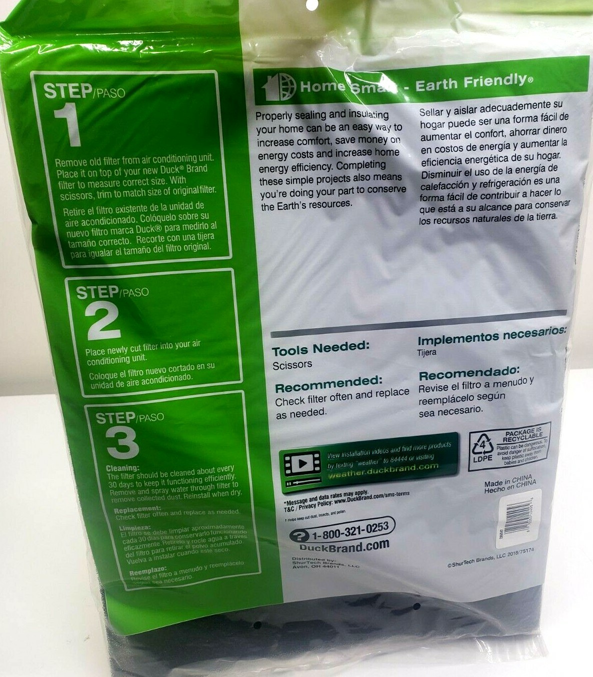 Duck Brand Replacement Air Conditioner Foam Filter, 24Inch x 15Inch x