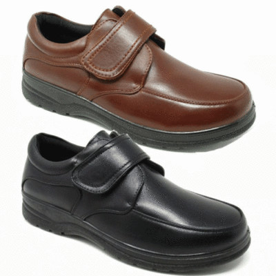 HERREN LIGHTFOOT MEMORY FOAM BREITE ORTHOPÄDISCHE TOUCH-VERSCHLUSS SCHUHE HELLBRAUN SCHWARZ 6-11