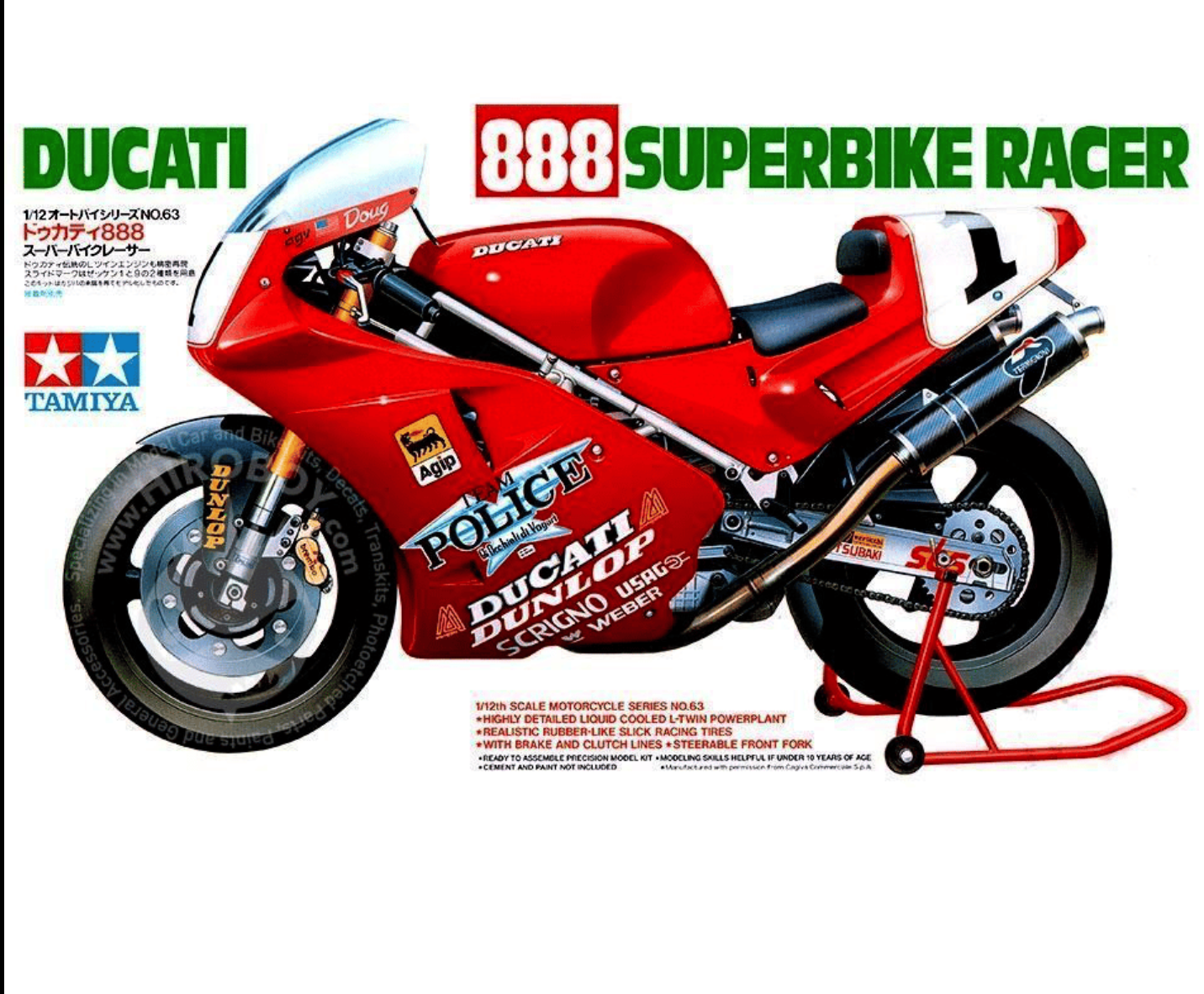 Tamiya Ducati 888 Superbike racer Kit da montaggio in scala 1:12