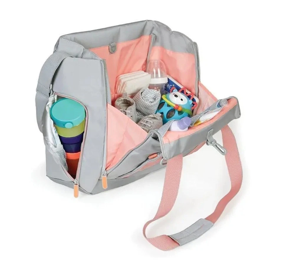 Skip Hop Fit All-Access Diaper Tote, Large Platinum/Coral-USED / GREAT CONDITION - Image 2 of 4