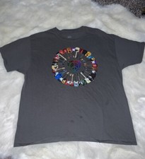 Multiple Guitar Peace Symbol Gray Shirt Size XL